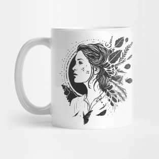 The Power Of Women Black And White Illustration Mug